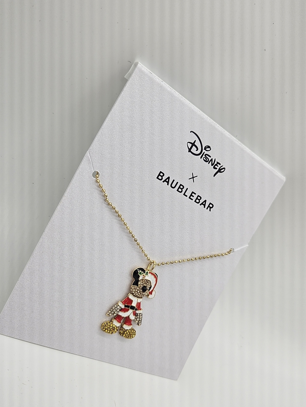 Disney x BaubleBar Santa Mickey Pendant Necklace - Red, Gold, Black, White - Picture 2 of 4